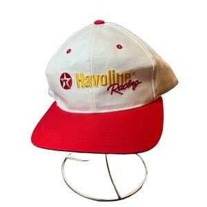 Vintage Havoline Racing Texaco‎ Snapback Hat White Red Embroidered Logo Cap